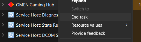 click on end task