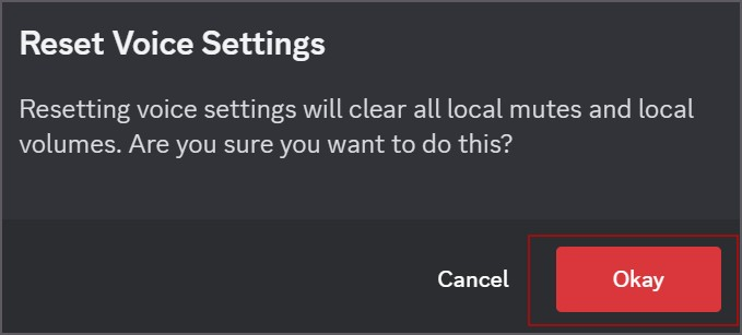 Click on okay Reset Voice Settings