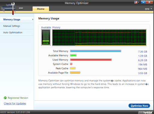 Click on Optimize now to initiate process