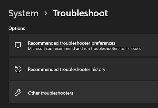 Click on Other troubleshooters