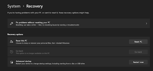 click on Reset this PC