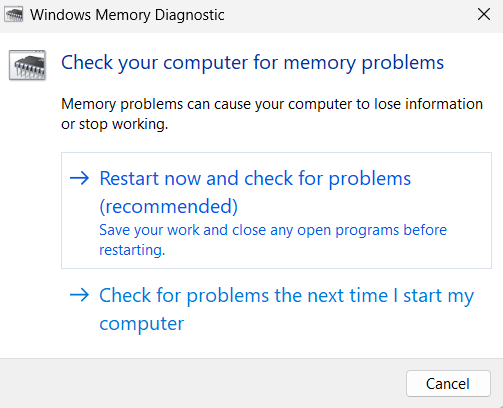 Click on restart now and check for problems