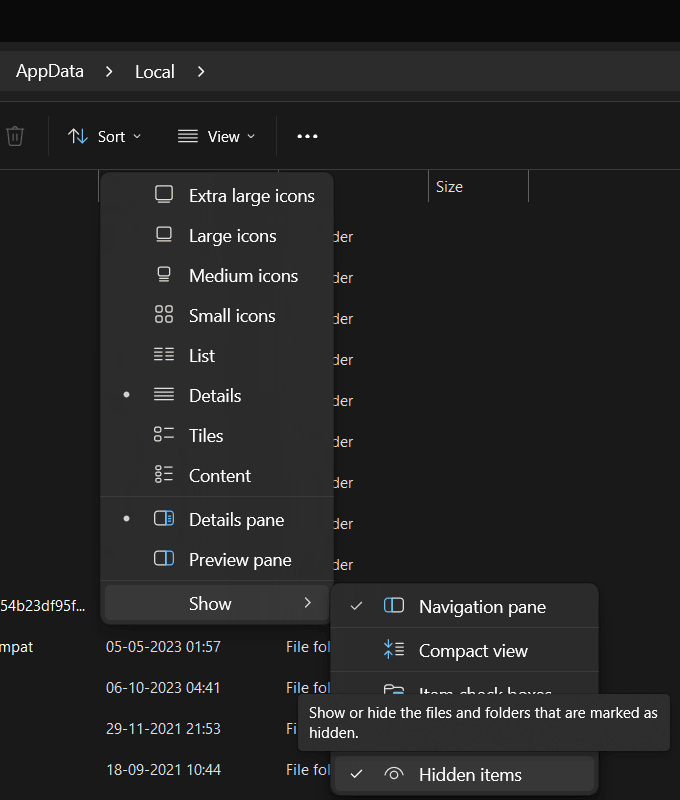 click on Show under View