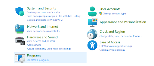 click on uninstall program in control panel