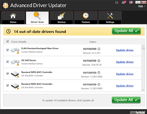 click on update all button to update all drivers