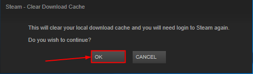 confirmation prompt to clear steam download cache
