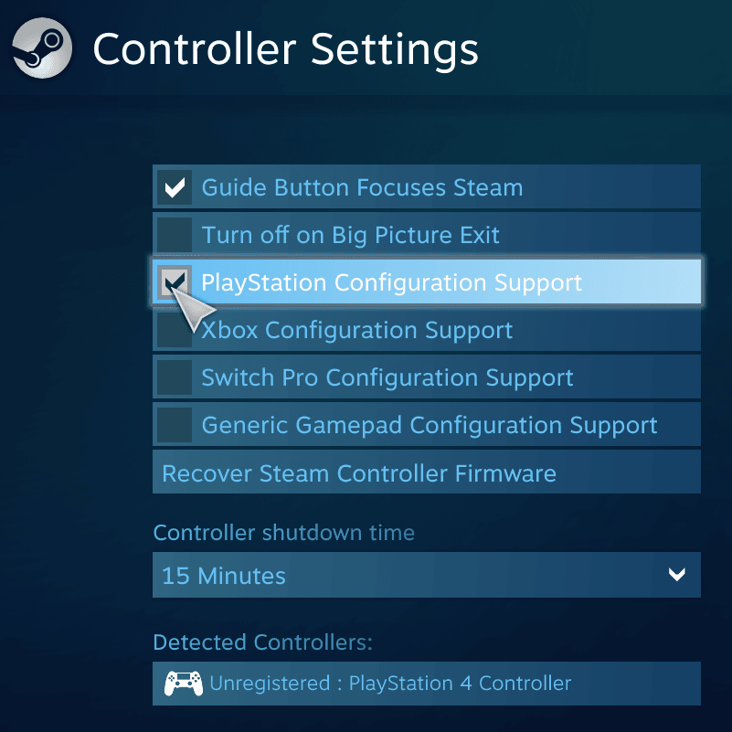 Controller Settings