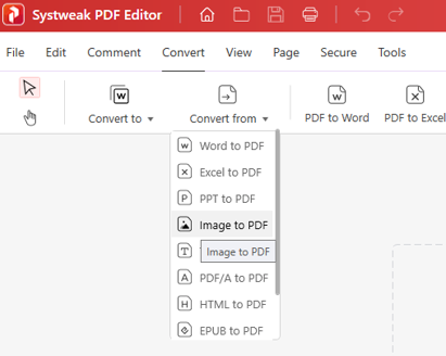 Convert From Option - Systweak PDF Editor