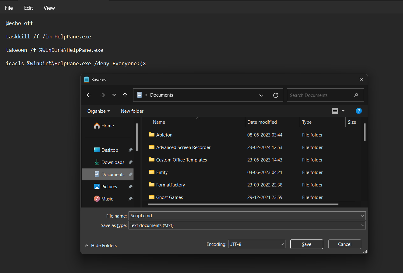 create file as - script.cmd