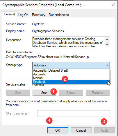 cryptographic services properties