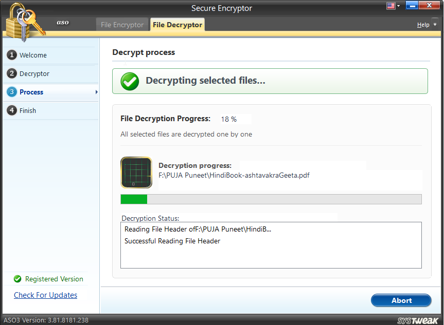 decrypted selected files
