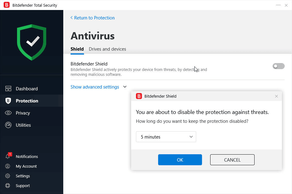 disable antivirus