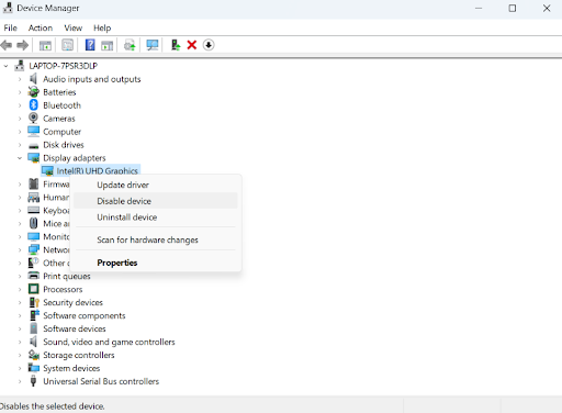 disable device driver