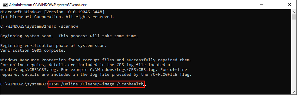 DISM Online Cleanup-image Scanhealth command