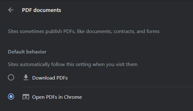 document behavior settings