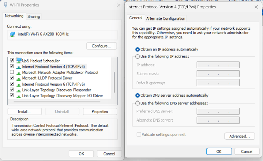 Double click on TCP IPv4 version