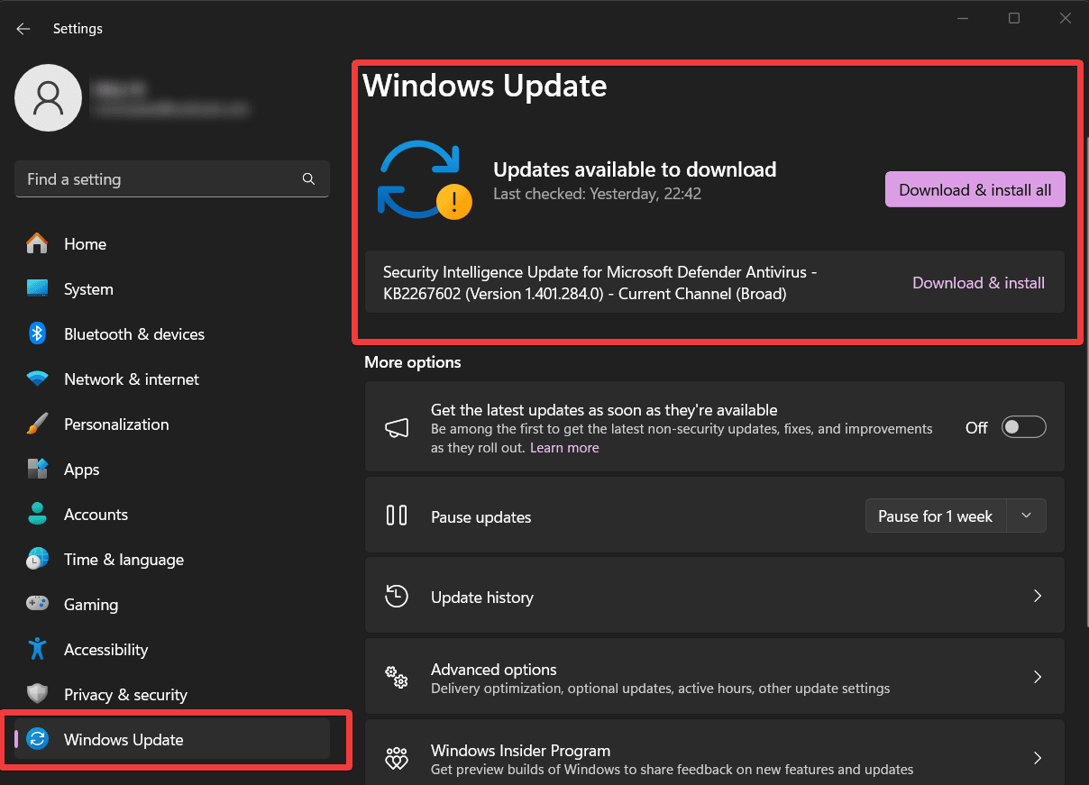 download available updates