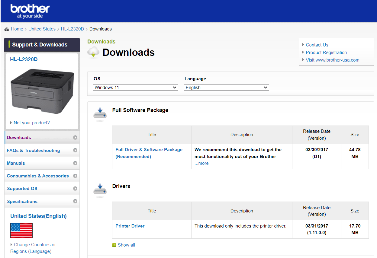 download Brother HL-L2320D printer driver