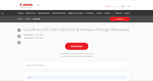 download Canon LiDE 300 scanner driver