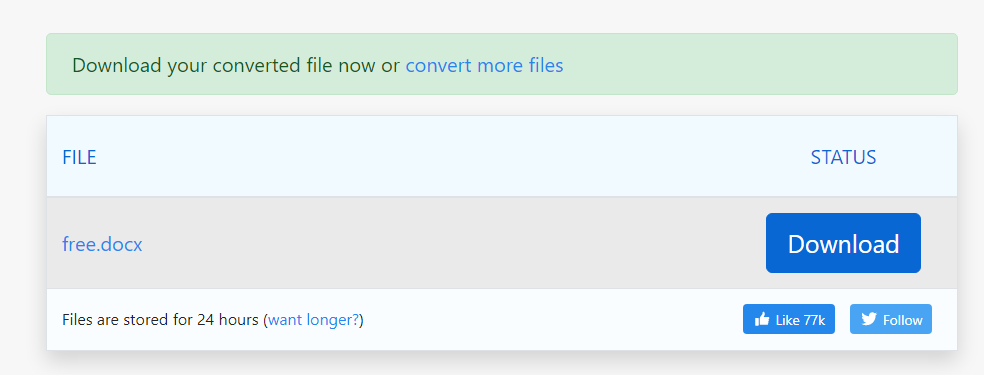 Download the converted file