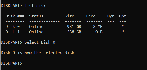 drive selected to format