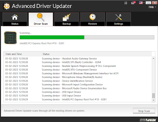 driver scanning is in progress