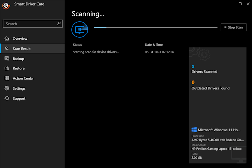 driver scanning is in progress