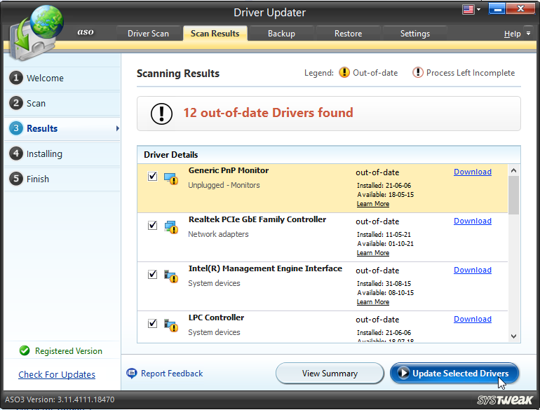 outdated driver found