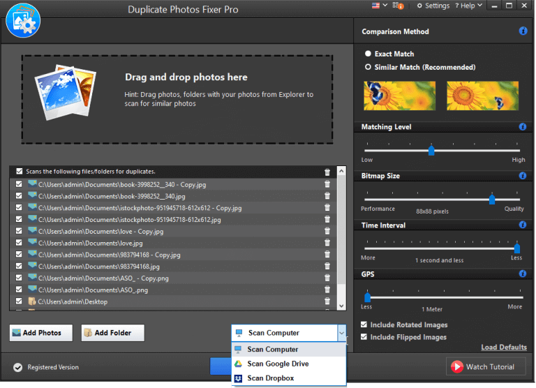 duplicate photos fixer pro scan type selection