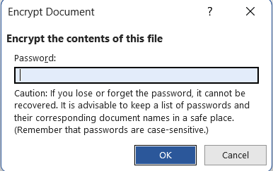 encrypt document using password