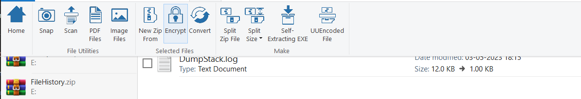 Encrypt option at top bar