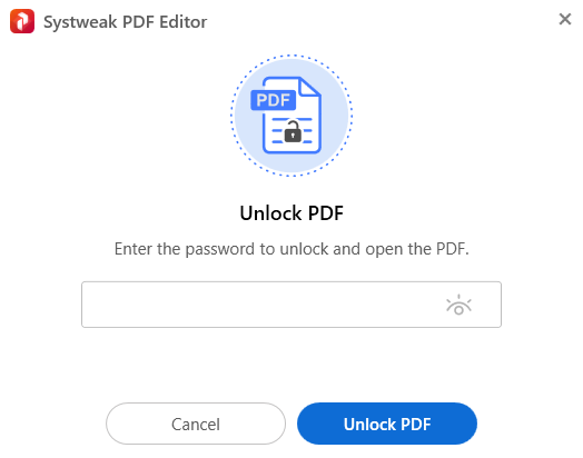 Enter Password to Unlock PDF- Systweak PDF Editor