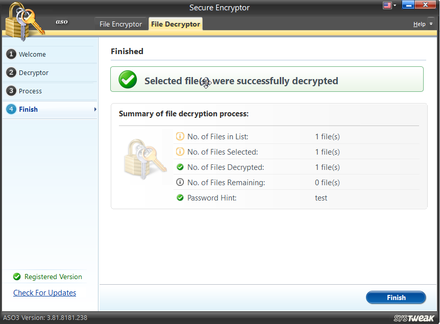 files successfully decrypted