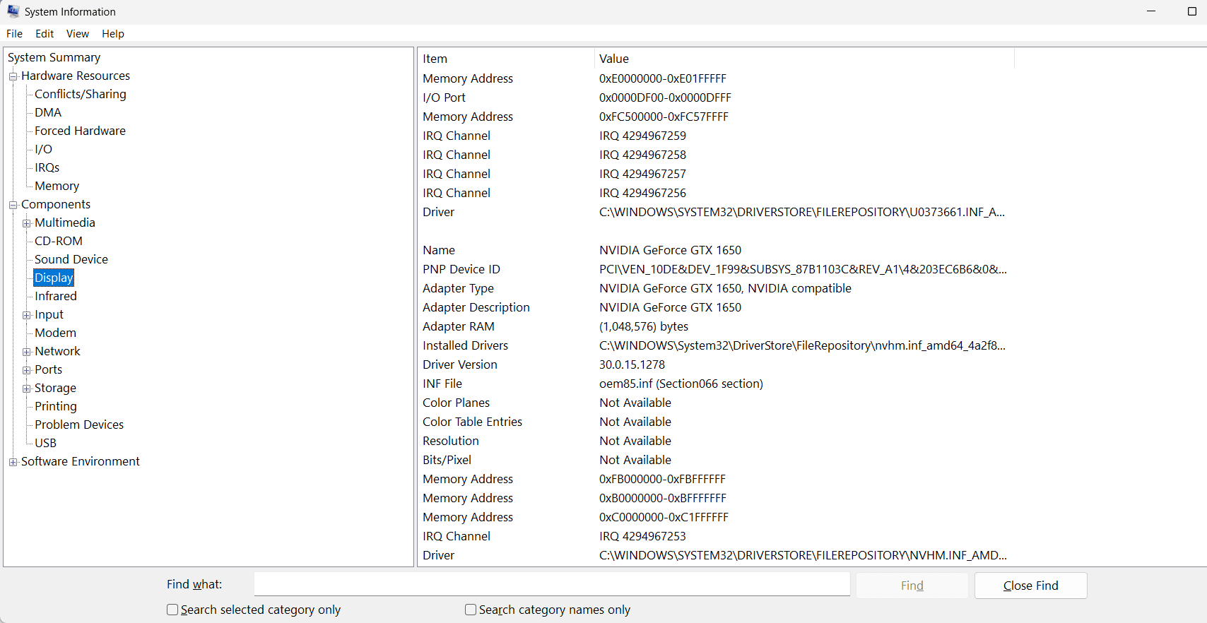 find information about components