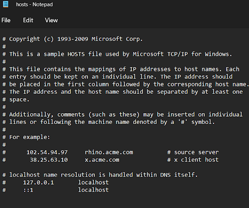 find named Hosts opens up