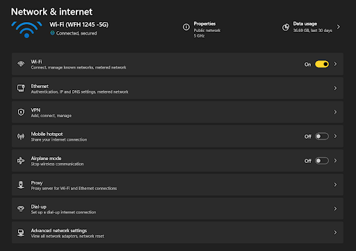 Find Network & Internet to hide IP