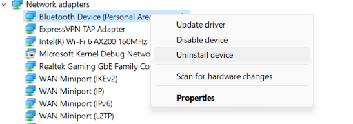 find option to uninstall driver In Device Manager