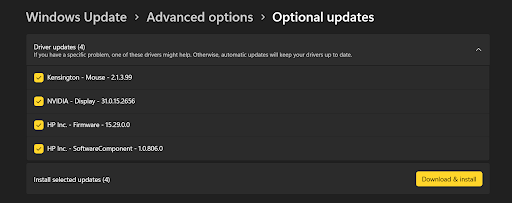 find Optional Updates