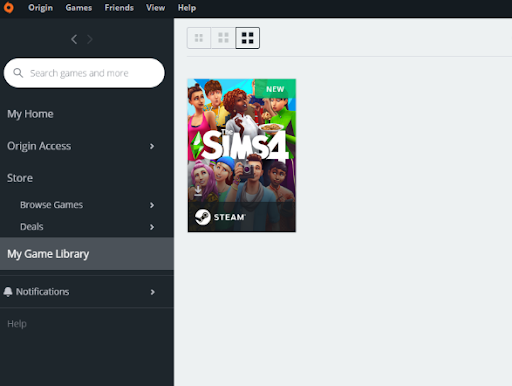 find your Sims 4 game in My game library section