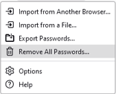 Firefox browser Remove All Passwords Option