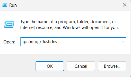 Flush DNS Using Run Dialog Box