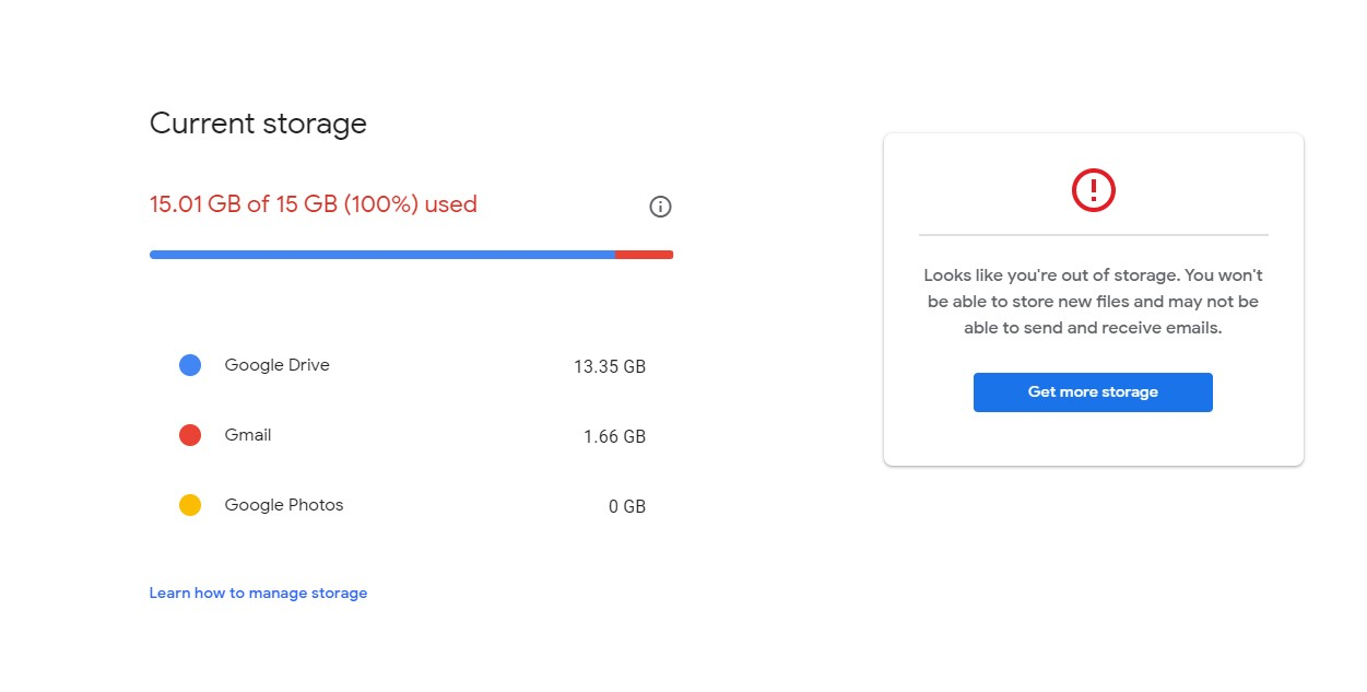 Free 15GB of storage space screenshot