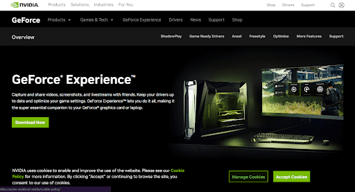 Geforce Experience official website