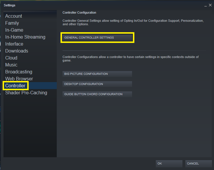 General Settings -Controller Tab