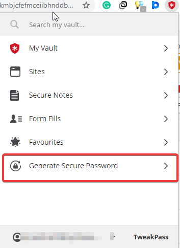 generate secure password with tweakpass