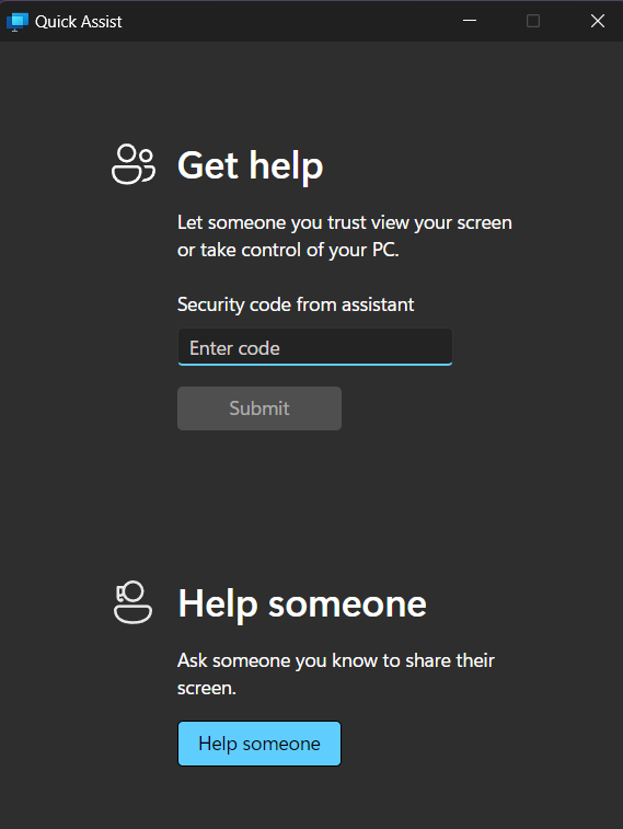 Get help from Quick Assist