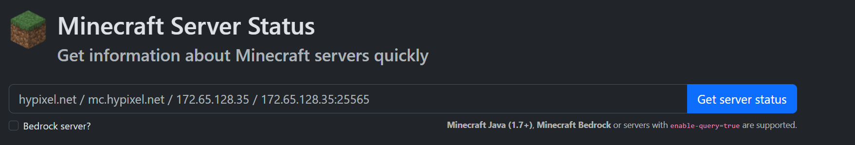 Get minecraft Server Status