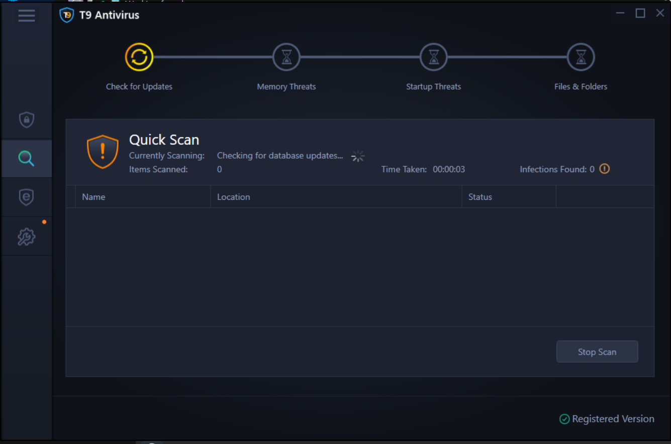 T9 Antivirus_performing Quick Scan