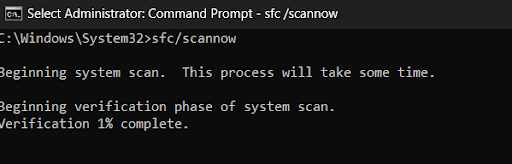 In Command prompt window type scan command