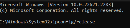 ipconfig release command